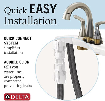 Delta Broadmoor Centerset Chrome Bathroom Faucet with Sprayer, 4 Inch 3 Hole Bathroom Sink Faucet with Pull Out Sprayer, Push-Pop Drain, Chrome 25765LF-PD