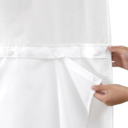 eachope 1 Pack Stall Fabric Snap-in Shower Curtain Liner Replacement,Compatible with No Hook Shower Curtain with Snap in Liner, Removable & Water-Repellent,Machine Washable,53x60,White