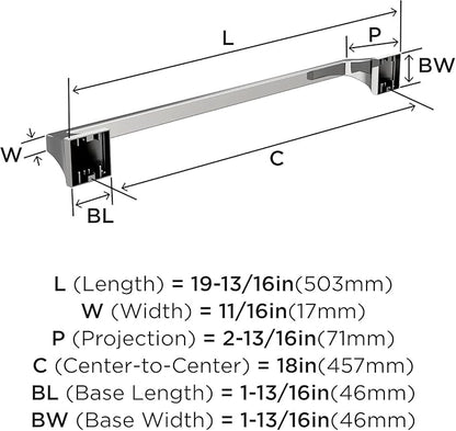 Amerock BH3602326 | Chrome Towel Bar | 18 in (457 mm) Towel Rack | Mulholland | Bathroom Towel Holder | Bathroom Hardware | Bath Accessories
