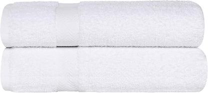 SUPERIOR 2-Piece Cotton Bath Sheet Set, Large Towels for Body, Quick Dry, Bathroom Essentials, Guest/Master Bath, Shower, Home Accessories, Apartment, Airbnb, Franklin Collection, White