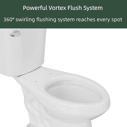 Two Piece Toilet with 17" ADA Height, Elongated Ceramic Bowl without Lid -Dual Flush, CUPC Certified, Water Efficient