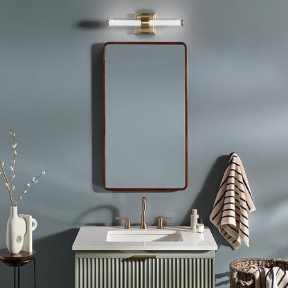 Kichler Laurene LED Bath Bar Light, Champagne Bronze | Linear vanity light with clear glass for bathroom mirrors (18.5" x 5"), 55237CPZLED