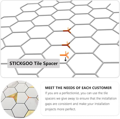 STICKGOO Peel and Stick Backsplash for Kitchen, Self-Adhesive Tile Hexagon Mosaic Tiles (10 Sheets, White Marble with Metal Gold )