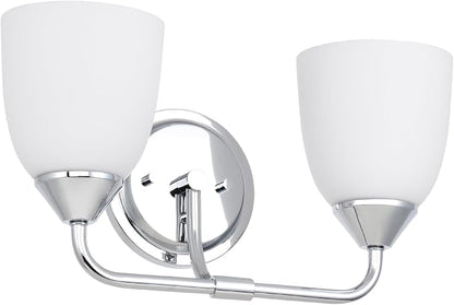 Chrome 2-Light Traditional Bathroom Vanity Light Fixtures Over Mirror, Modern Vanity Lights for Living Room, Standard E26 Base, Chrome