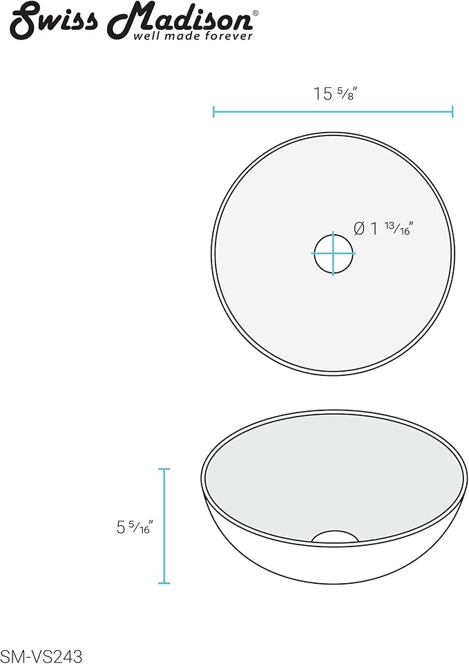 Classe 16" Color Ceramic Sink in Grey