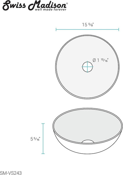 Classe 16" Color Ceramic Sink in Grey