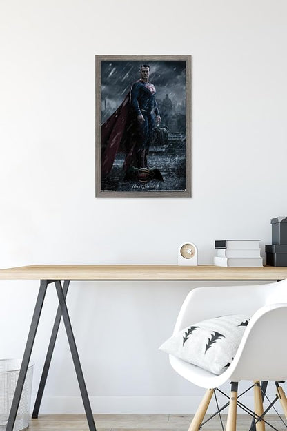 Trends International DC Comics Movie - Batman v Superman - Superman Wall Poster, 14.72" x 22.37", Barnwood Framed Version