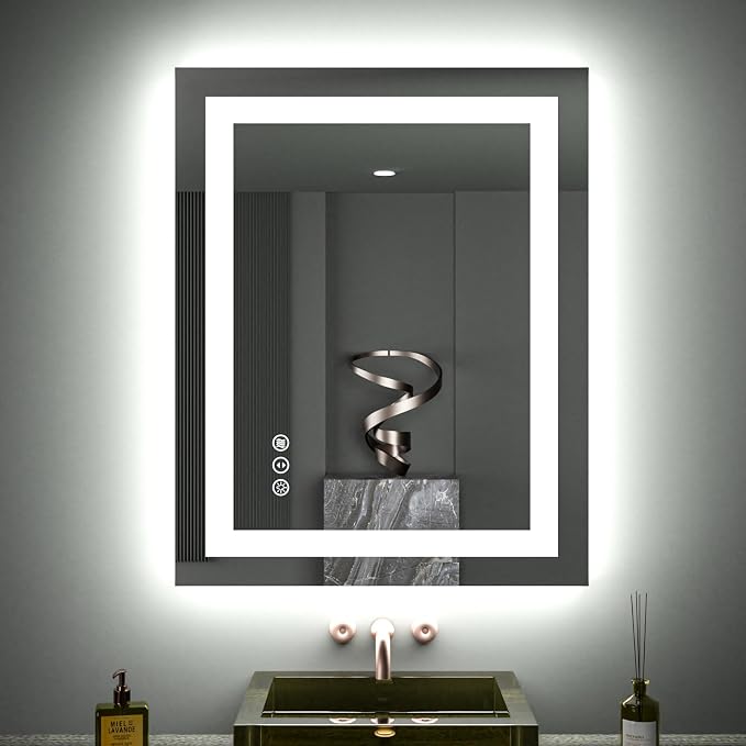 LOAAO 28"X32" LED Bathroom Mirror with Lights, UL Listed | Anti-Fog, Dimmable, 3 Color Temperature, Backlit + Front Lit, Memory Function, Tempered Glass
