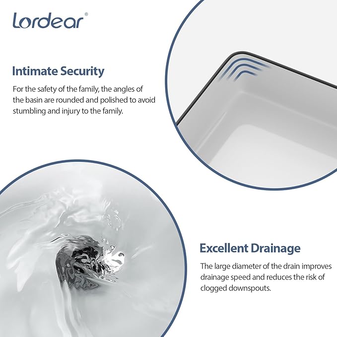 Lordear Rectangular Bathroom Vessel Sink 24x14 Inches White Bathroom Sinks 24 Inch with Black Rim Ceramic Sink Above Counter Lavatory Vanity