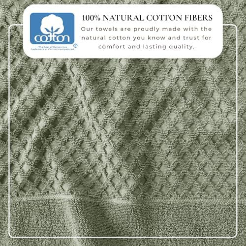 Great Bay Home Bath Towels - 100% Cotton 4 Pack 54x27 Bath Towel Set - Absorbent, Durable, Quick-Dry Towels for Bathroom (Eucalyptus)
