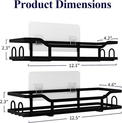 Kitsure Shower Caddy, Adhesive Shower Organizer, X-Large, Black | Stainless Steel Shelf for Inside Shower, No Drill Bathroom Organizers and Storage, Home Decor Accessories