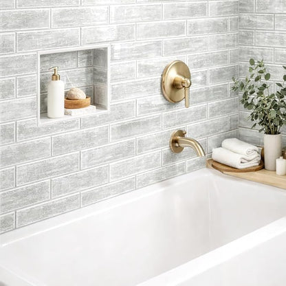 Silver White Glass Tile 3x6 for Kitchen Backsplash Accent Wall Bathroom Subway Tile Real Silk Glass Tiles (Pack of 20)