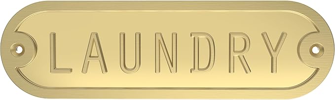 Franklin Brass Derby Laundry Door Sign Metal Interior Door Plaque in Brushed Gold HHIDPL-BRG-U
