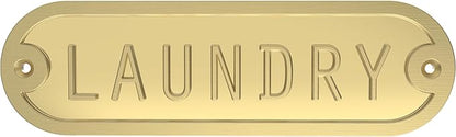 Franklin Brass Derby Laundry Door Sign Metal Interior Door Plaque in Brushed Gold HHIDPL-BRG-U