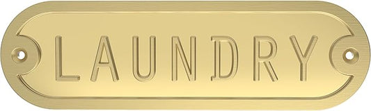 Franklin Brass Derby Laundry Door Sign Metal Interior Door Plaque in Brushed Gold HHIDPL-BRG-U