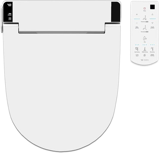 VOVO VB-6100SR Round Bidet Toilet Seat, Warm Water, LED Light, Heated Seat, White, Dryer, Stainless Steel Nozzle, Made in Korea