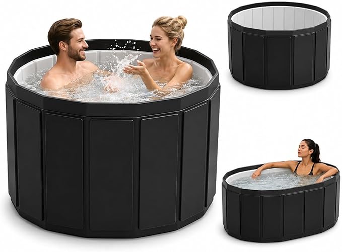 Portable Bathtub for Adult, Foldable Soaking Bathtub for Hot SPA&Ice Bath, Foldable Small Bathtub collapsible bathtub for Bathing, 6-layer Insulated portable tub,Space-Saving (black 41.3X26.6 IN)