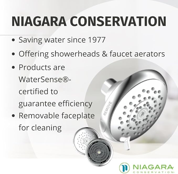 HealthGuard Showerhead - Niagara Conservation | Energy & Water Saving Showerhead (1.5 GPM) High-Efficiency Fixed Shower Head with Removalbe Face Plate in Chrome (N9415CH)
