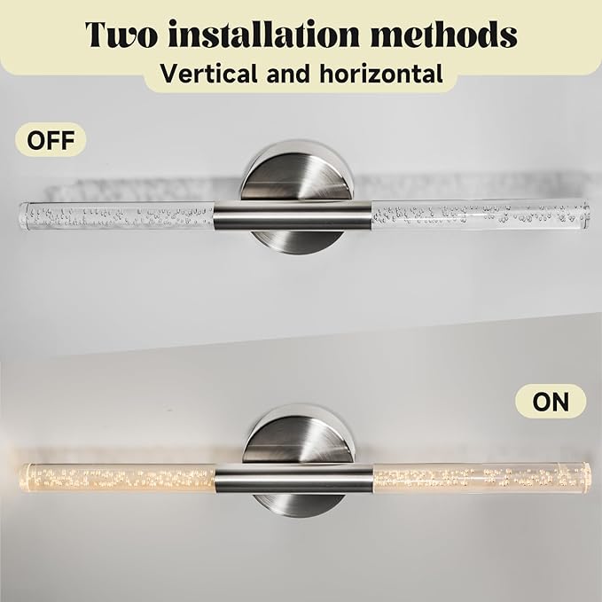 LED Bathroom Vanity Lights,24 inch Bathroom Light Fixtures Over Mirror,3000K Natural Warm Light, ETL＆UL Listed, Modern Wall Sconce for Bedroom,Living Room,Hallway,Brushed Nickel