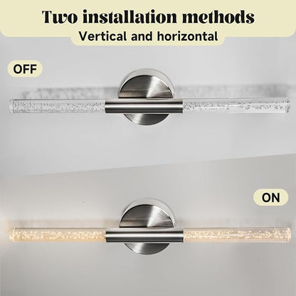 LED Bathroom Vanity Lights,24 inch Bathroom Light Fixtures Over Mirror,3000K Natural Warm Light, ETL＆UL Listed, Modern Wall Sconce for Bedroom,Living Room,Hallway,Brushed Nickel