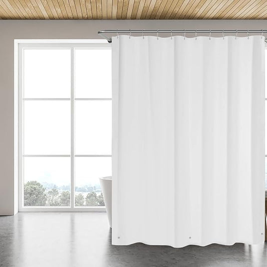 White Shower Curtain Liner, 4G PEVA Shower Liner, Plastic Peva Waterproof Shower Curtains, 72x72 inch with Grommet Holes 3 Magnetic Weights