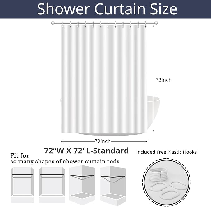 Nautical Coastal Shower Curtain, Pink Green Purple Ocean Beach Seashell Starfish Themed Bathroom Curtain Waterproof Fabric Machine Washable with Hooks, 72" Wx72 L
