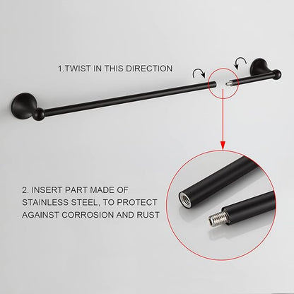 BGL Bathroom Hardware Set Oil-Rubbed Bronze Bath Towel Bars Adjustable Expandable Bathroom Accessory Set Towel Racks 8-Pieces Wall Mount