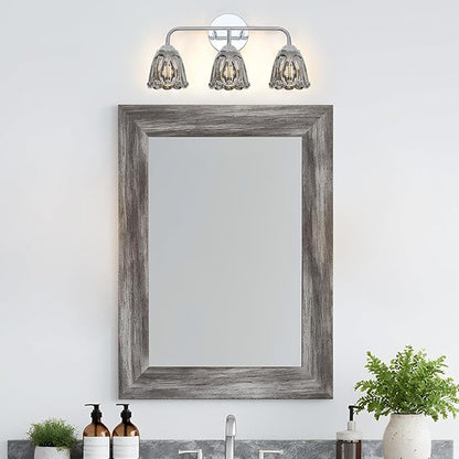 Vintage 3 Light Vanity Light, Chrome Bathroom Vanity Light, Bathroom Light Fixtures with Smokegray Glass Shade, Antique Vanity Light Fixtures Over Mirror, Wall Sconce for Bedroom, Living Room