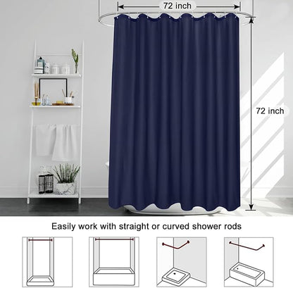 EurCross Navy Blue Shower Curtain, Water-Resistant Machine Washable Fabric Shower Curtain for Bathroom 72 x 72 inches