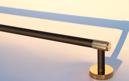 SENMY Luxury Shiny Gold Knurled Matte Black PVD Finish, Solid Brass Construction, Towel Bar 24 Inch, Rustproof, Heavy Duty, Towel Holder Rack Corrosion-Proof Wall Mount Bathroom Accessories