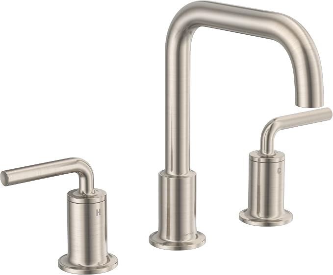 3 Hole Bathroom Faucet, Brushed Nickel Solid Brass Bath Faucet | 8 Inch Widespread Bathroom Sink Faucet, 2 Handle Faucet for Bathroom Sink with Drain Assembly Supply Line, BF503-BN