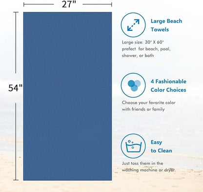 HOMEXCEL Bath Towels Pack of 2, (27 x 54 Inches) Microfiber Ultra Soft Highly Absorbent Bath Towel Set, Lightweight and Quick Drying Towels for Body, Sport, Yoga, SPA, Fitness, Blue