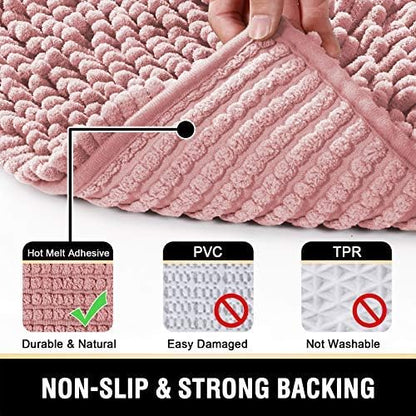 H.VERSAILTEX Toilet Mat U Shaped Bathroom Rugs Bath Mats for Bathroom Non Slip Luxury Chenille Bath Mat U Shape 20x24 Extra Soft and Absorbent Shaggy Rugs Washable Dry Fast - Coral Pink