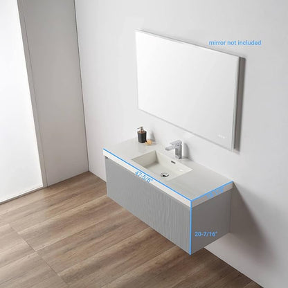 Blossom Wall Mounted 48 Inch Bathroom Vanity with Sink | All Wood Floating Bathroom Vanity Cabinet with Acrylic Sink, Soft-Close Drawer, Modern Minimalist Style Vanities for Bathroom (Light Grey)