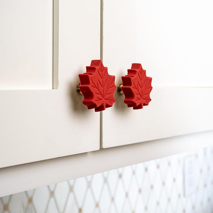 Knobēz 12pk Fall Cabinet Knob Covers - Leaf Decorative Knob Covers | Holiday knob covers for cabinets and drawers. Stretchy fabric fits 1 to 1.5 inch hardware. Seasonal home decor upgrade