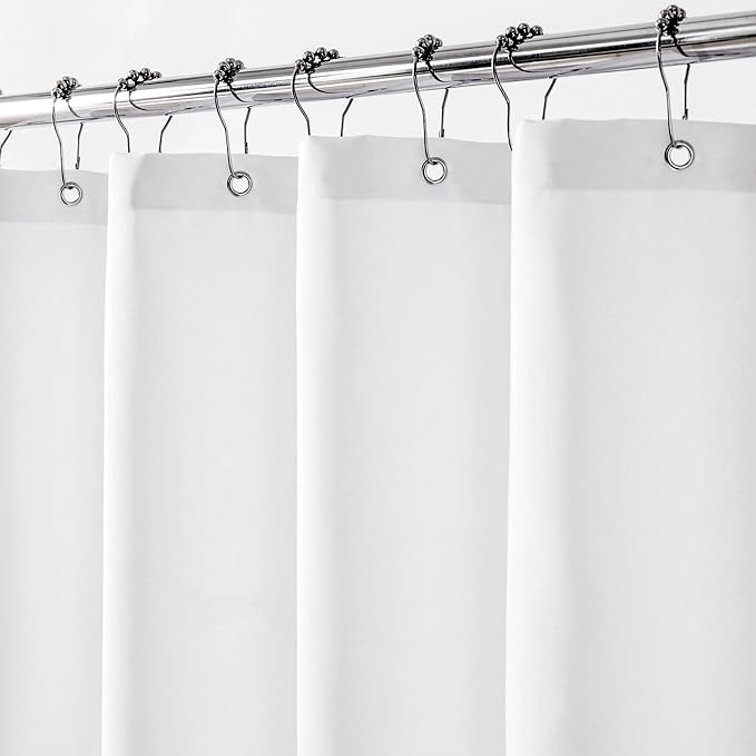 Felisa Waterproof Fabric Shower Curtain Liner with 3 Large Magnets, 69 x 70 inches Light-Weight & Soft Cloth Shower Curtain Liner,Washable White Shower Curtain for Bathroom