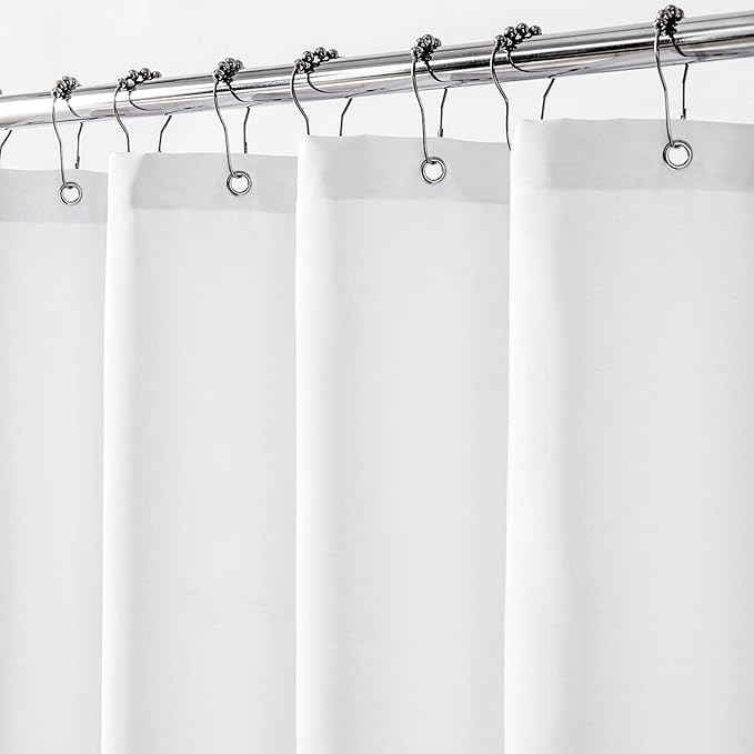 Felisa 2 Pack Waterproof Fabric Shower Curtain Liner,Hotel Quality Shower Liner with 3 Large Magnets, Odorless Cloth Washable Lightweight Bathroom Curtain,Sturdy Rustproof Grommets,72 x 72,White