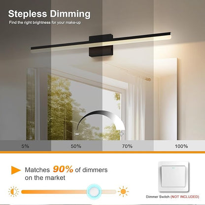 LED Modern Bathroom Vanity Light Fixtures 22W Dimmable 5CCT Vanity Light Bar Over Mirror Matte Black Wall Light for Bathroom 31.5 inch Long 110V AC ETL Certificated