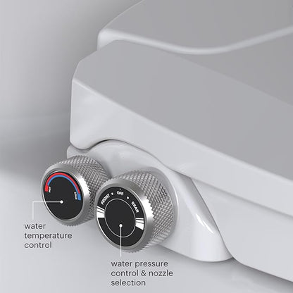 Brondell Bidet Toilet Seat, Non-Electric Swash Ecoseat, Fits Elongated Toilets, White - Dual Temperature, Dual Nozzle System - Bidet with Easy Installation