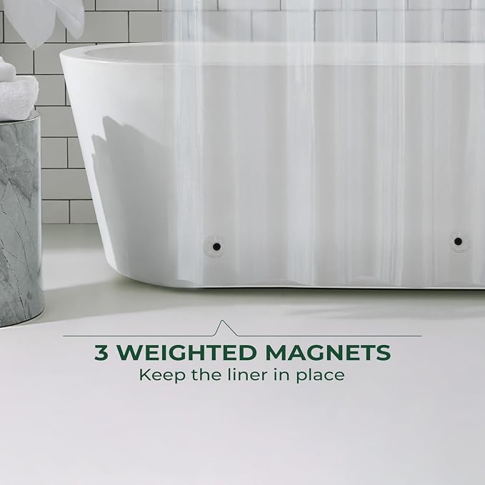 Clear Shower Curtain Liner with Side Suction Cups, Premium PEVA Plastic Shower Liner with 3 Magnets, Waterproof Bathroom Curtain, 72 x 84, Heavy Duty Clear
