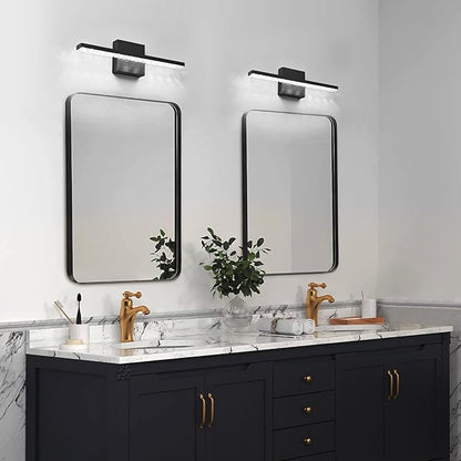 Modern LED Bathroom Vanity Lighting Fixtures Over Mirror 16inch 8W Modern Bath Light Matte Black Wall Lighting Fixture for Bathroom Cool White 6000K