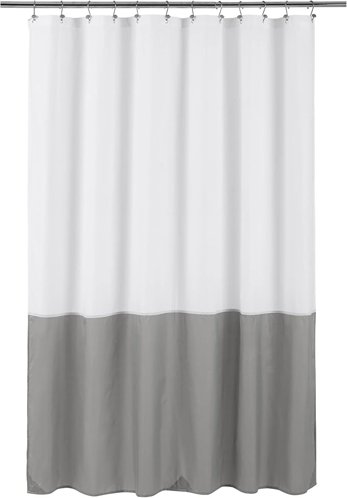 ALYVIA SPRING Waterproof Fabric Shower Curtain or Liner White/Grey, 72x72 | 3 Magnets, Soft Cloth & Hotel Quality, Machine Washable, Light-Weight, Standard Size