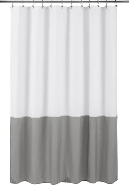 ALYVIA SPRING Waterproof Fabric Shower Curtain or Liner White/Grey, 72x72 | 3 Magnets, Soft Cloth & Hotel Quality, Machine Washable, Light-Weight, Standard Size