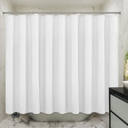 Embossed Microfiber Extra Wide Shower Curtain Liner 108 x 72 inches, Soft Fabric Shower Curtain Washable and Water Repellent,108x72, White