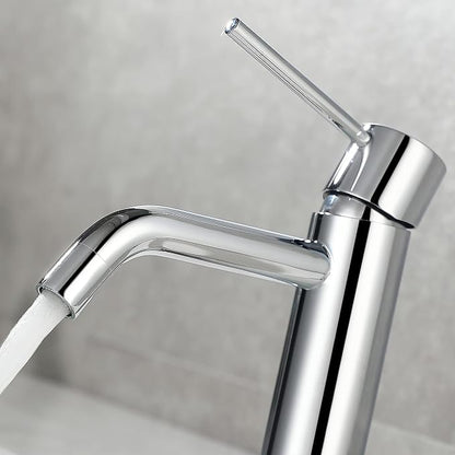 Bathroom Faucet Chrome Single Hole, JXMMP Single Handle Bathroom Faucets for Sink with Pop Up Drain Assembly and 6 inch Deck Plate