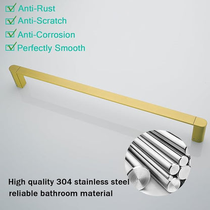 5-Pieces Bathroom Accessories Set,Stainless Steel Bathroom Hardware Set,23.6 Inch Bath Towel Bar Set, Towel Hooks,Towel Racks for Bathroom Wall Mounted,Champagne Bronze,SE96026S-5CB