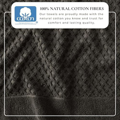 Great Bay Home Bath Towels - 100% Cotton 6 Piece Towel Set - Diamond Waffle Weave - Absorbent, Durable, Quick-Dry Towels for Bathroom (Midnight)