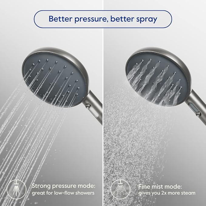 hai Smart Shower Head, Bluetooth Handheld Water Saving Showerhead with Adjustable High Pressure to Spa-Like Mist, Stainless Steel, Easy Installation, Customizable LED Lights, Moon, 1.8 GPM
