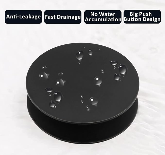 Universal Bathroom Sink Drain Stopper, Fits Most Pop-Up Drains for Vessel Sink Lavatory Vanity, Sink Drain Strainer with Detachable Hair Catcher, Tested by Plumber in US (MATT Black)