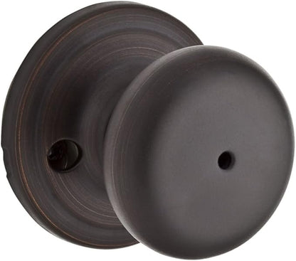 Kwikset Hancock Interior Privacy Door Knob with Lock, Door Handle For Bathroom and Bedroom, Venetian Bronze Keyless Turn Lock Doorknob, with Microban Protection